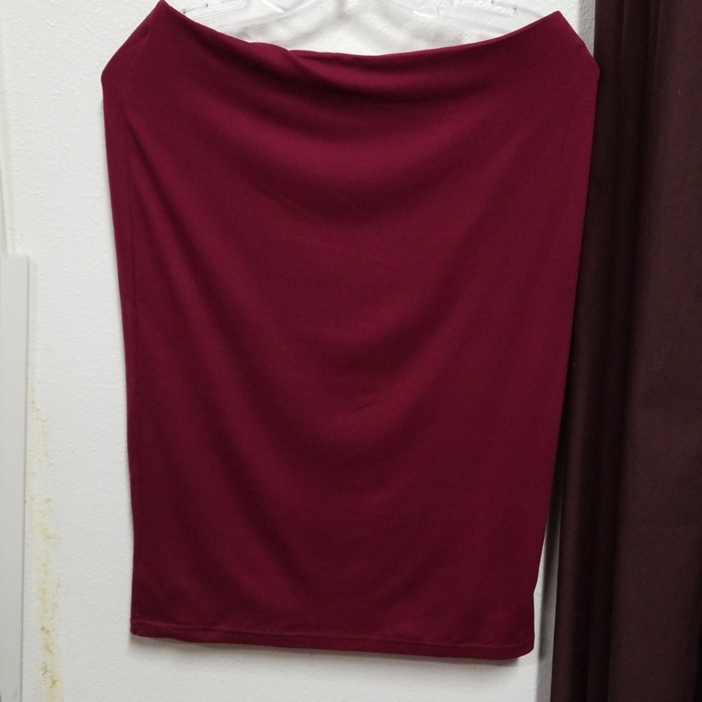 Burgundy plus size skirt